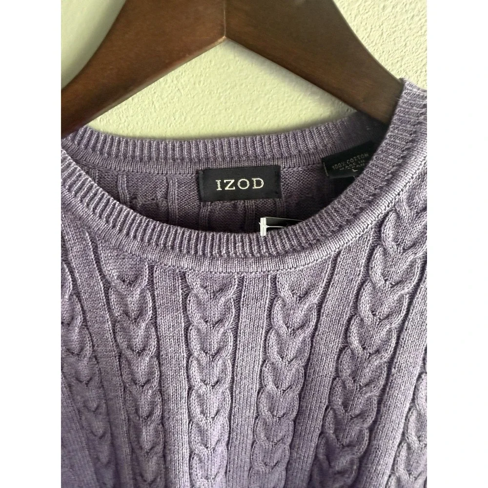 Izod Men Cable Knit Sweater Size‎ L Cotton Preppy Coastal Nantuckit Golf
